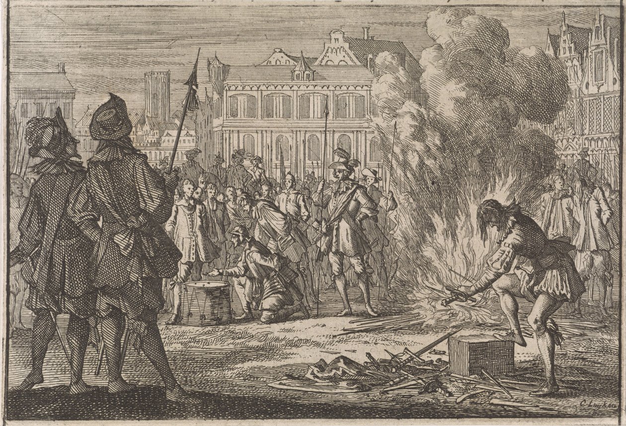 Militärdomstolen på Prags marknadstorg, 1642 av Caspar Luyken