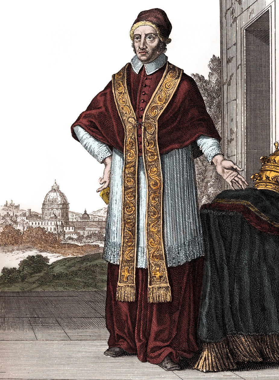 Porträtt av påven Clement XI (Clemente ou Clemens) (påve från 1700 till 1721) - Teckningar av Caspar Luyken - Graverade och publicerade av Christoph Weigel (Nürnberg 1703) av Caspar Luyken