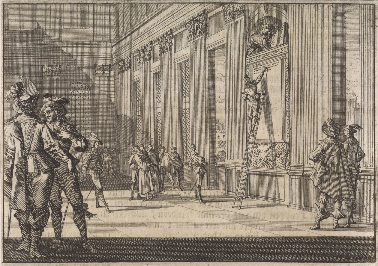 Restaurering av inskriptionen för venetianerna i Vatikanpalatset i Rom, 1643 av Caspar Luyken