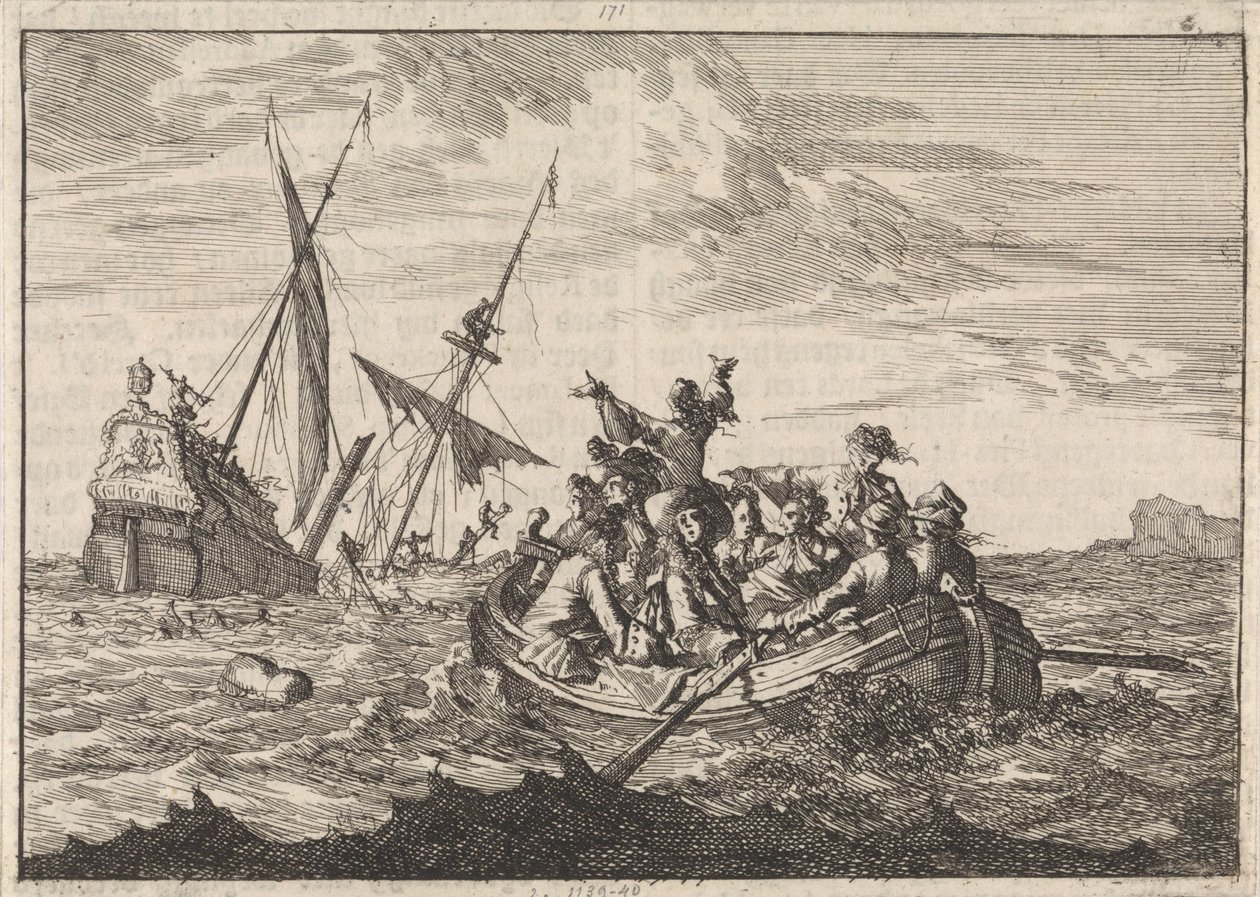Hertigen av Yorks skeppsbrott på väg till Edinburgh, 1683 av Caspar Luyken