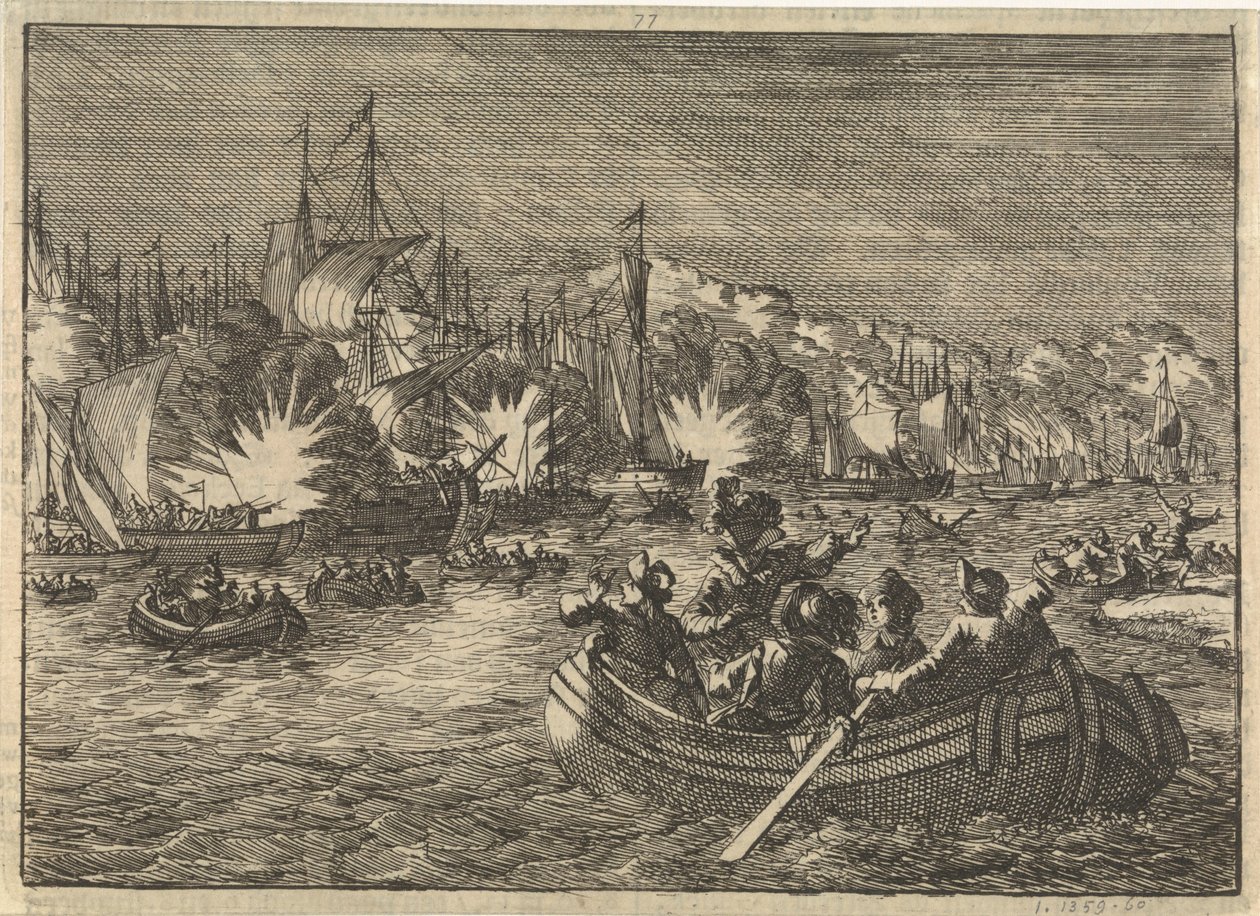 Spanska flottan på Schelde fångade och brände av holländarna 1631 av Caspar Luyken
