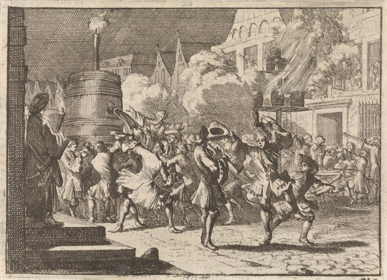 Glädje i Paris vid den falska rapporten om William III:s död i slaget vid Boyne, 1690 av Caspar Luyken