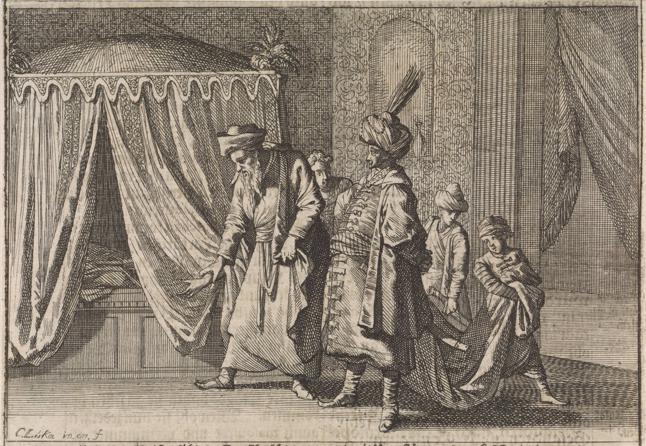 Pashas frus sjukbädd, 1639 av Caspar Luyken