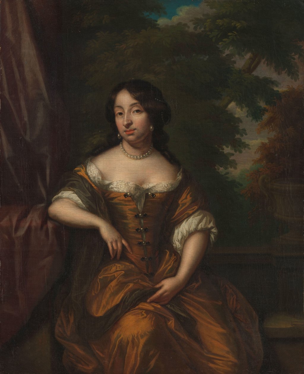 Porträtt av Anna Maria Hoeufft 91646-1715), hustru till Jan Boudaen Courten av Caspar Netscher (copy after)