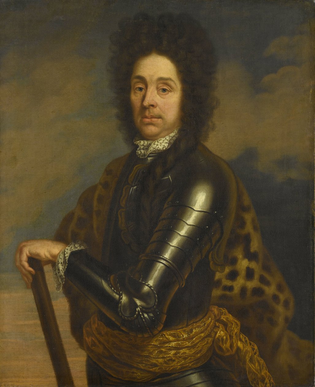 Porträtt av Menno Baron van Coehoorn (1641-1704). General i Artilleri- och Fortifikationsingenjören av Caspar Netscher (copy after)