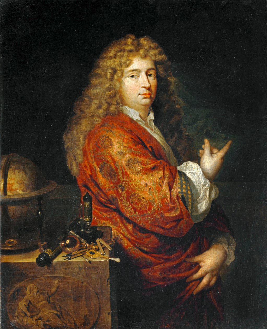 Nicolaes Hartsoeker, fysiker, konstruerar en båt i en storm. 1682 ... av Caspar Netscher