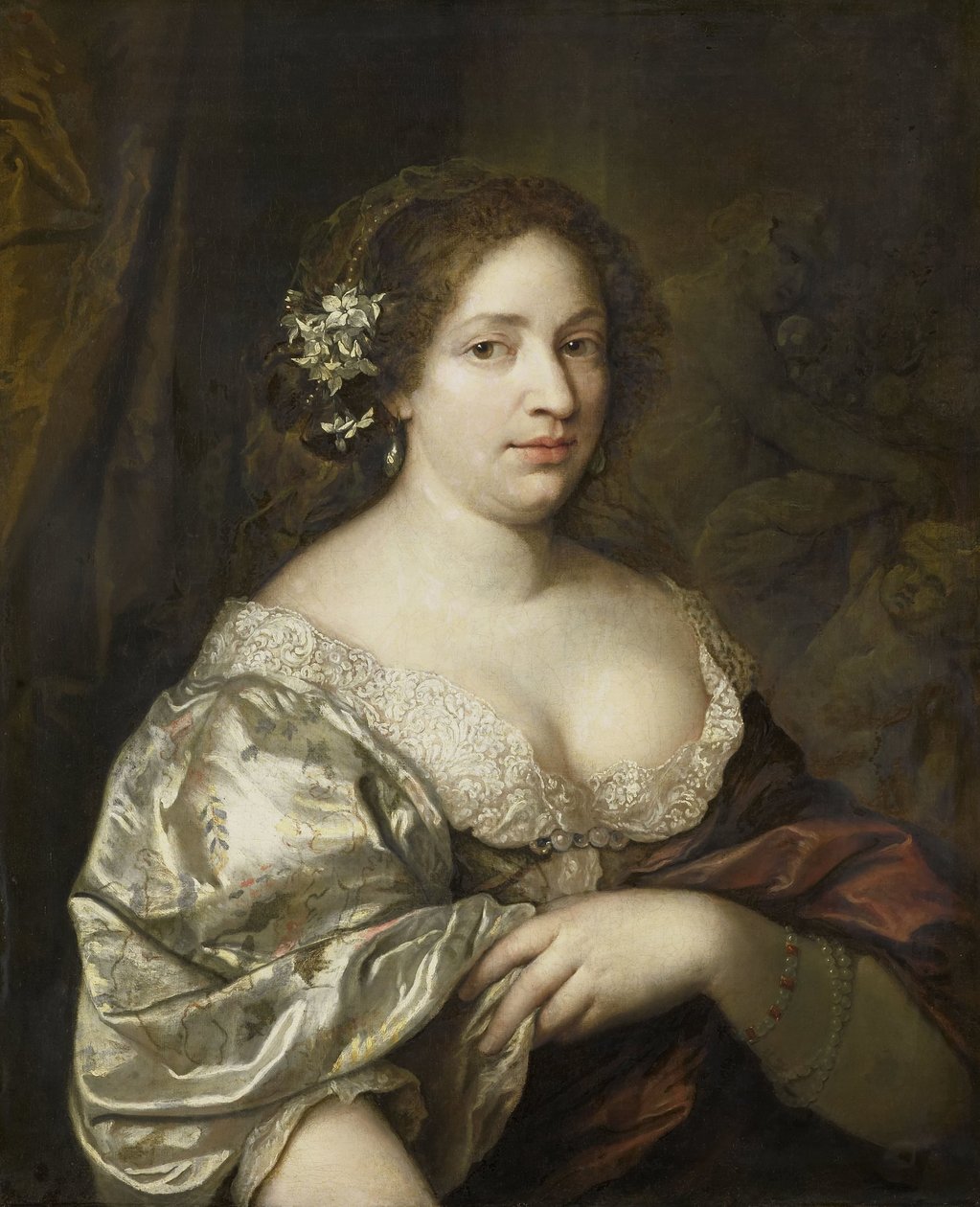 Porträtt av Margaretha Godin (d. 1694), konstnärens hustru av Caspar Netscher