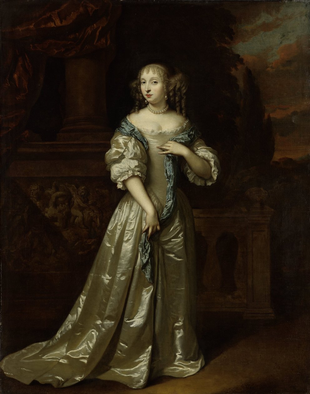 Porträtt av Philippina Staunton, hustru till Roelof van Arkel (1632-1709), herre av Broeckhuijsen av Caspar Netscher