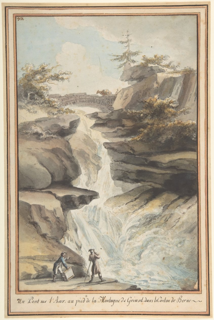 En bro på Aar, vid foten av Grimsel, i kantonen Bern, ca. 1775. av Caspar Wolf