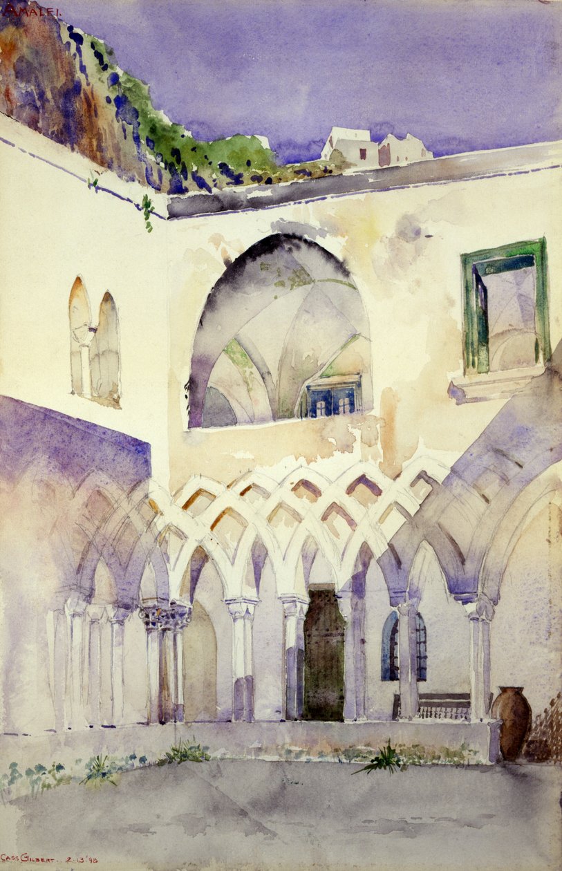 Innergård, Capucine Monastery, Amalfi, 1898. av Cass Gilbert