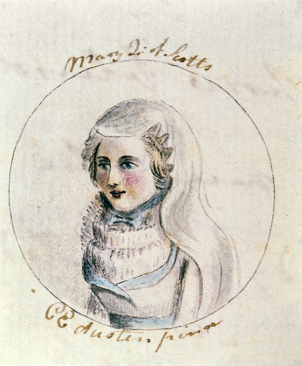 Mary Queen of Scots, ca 1790 (penna och bläck och wc på papper) av Cassandra Austen