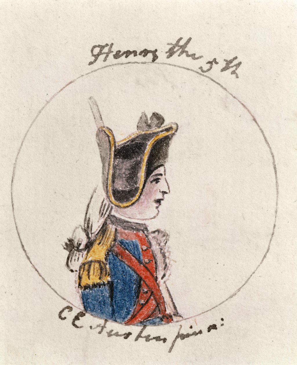 Henrik V, ca 1790 (penna & bläck och wc på papper) av Cassandra Austen