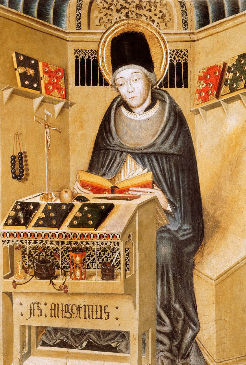 Porträtt av St Augustine av Hippo (tempera på trä) av Catalan School