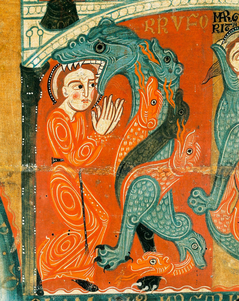 The Martyrdom of St Margaret, detalj (tempera på trä) av Catalan School