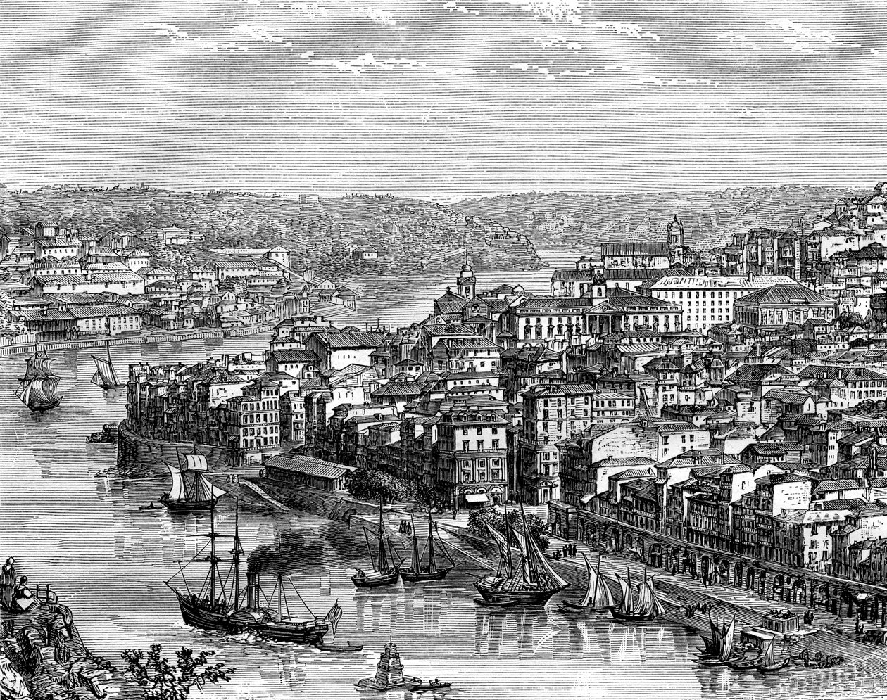 Hamnen i Lissabon, Portugal, 1800-talet av Catenacci