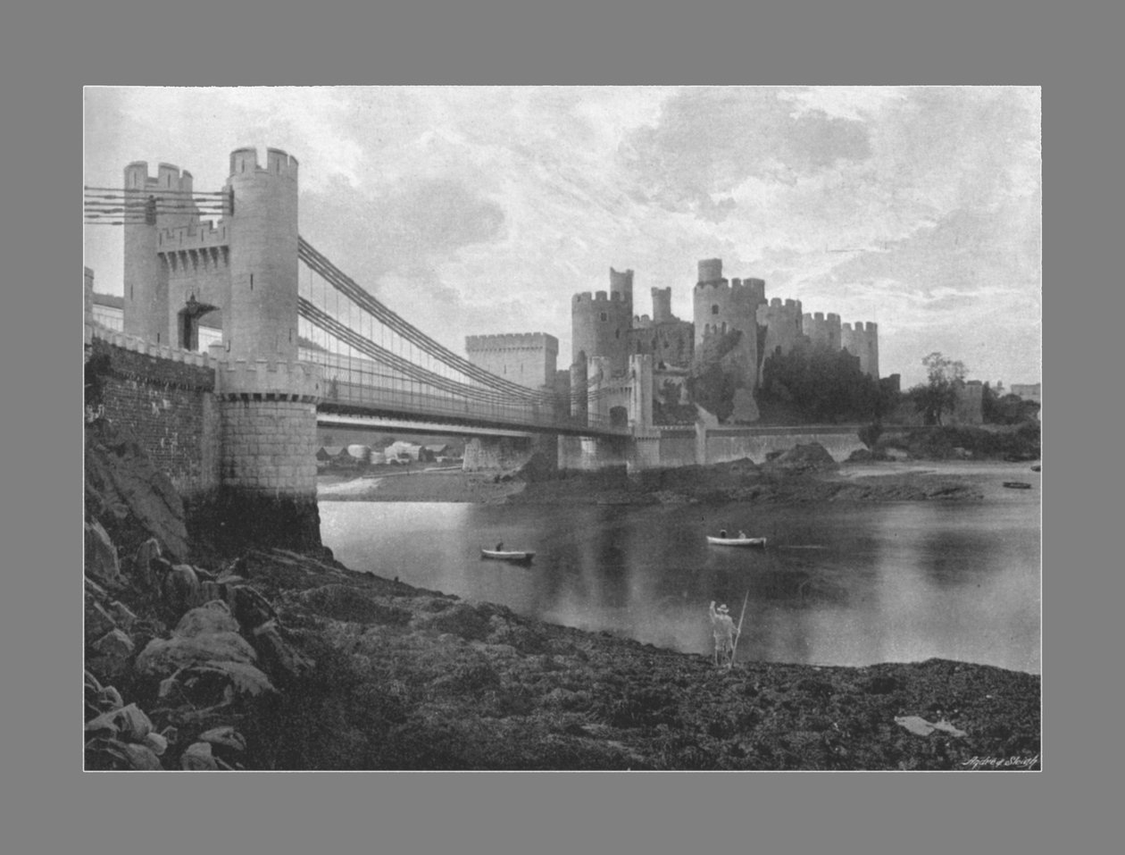 Conway Castle och broar, c1900 av Catherall and Pritchard