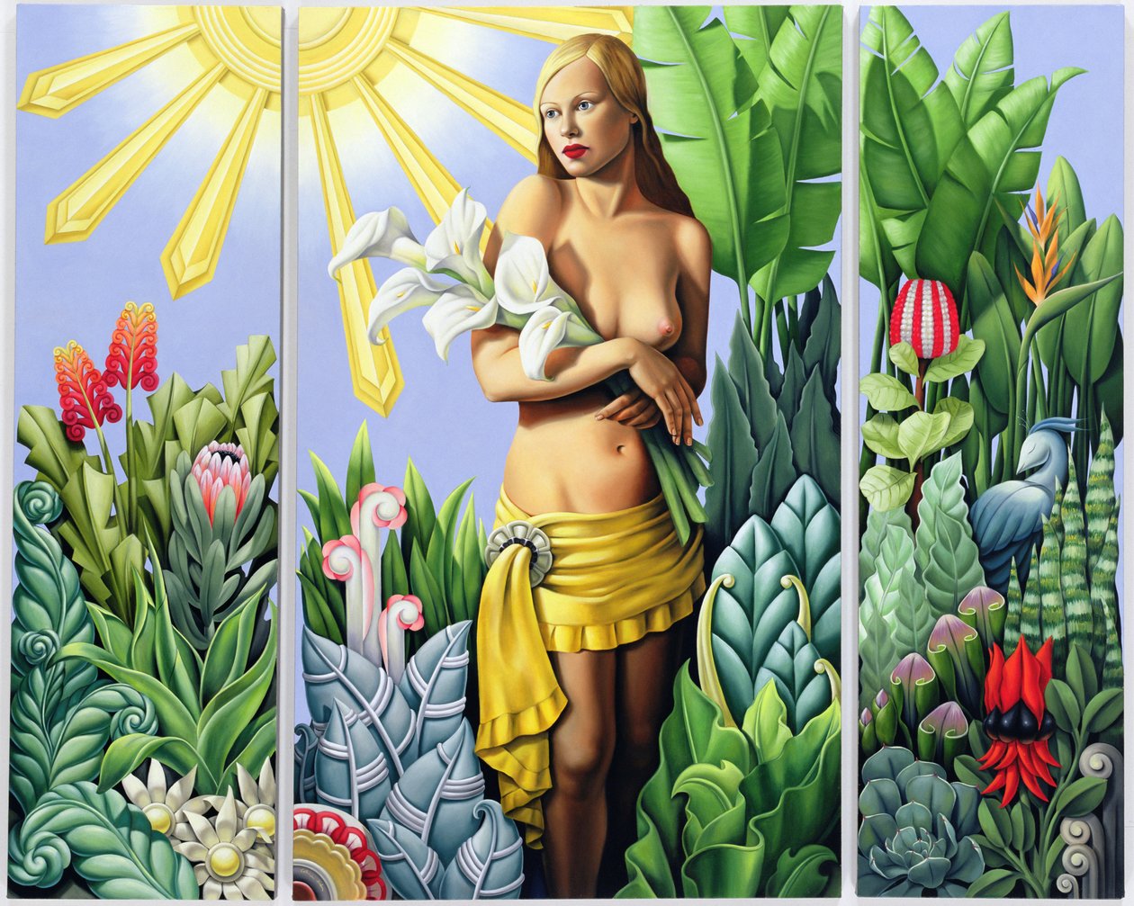 Eden (triptyk) (olja på linne) av Catherine Abel