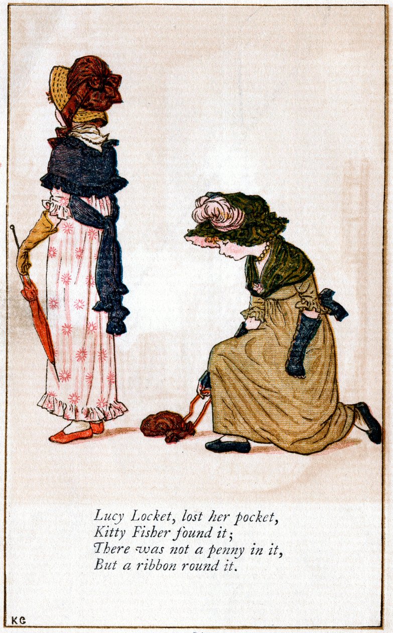 Illustration för "Lucy Locket, tappade sin handväska", Kate Greenaway 1846-1901 av Catherine Greenaway