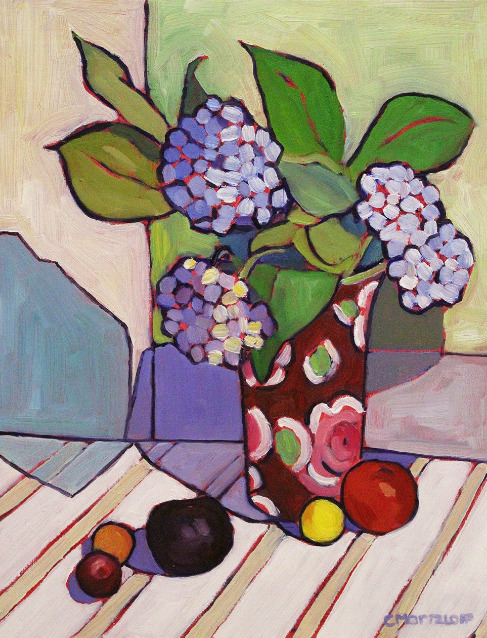 Blue Hydrangeas, 2023 (olja på pannå) av Catherine J Martzloff