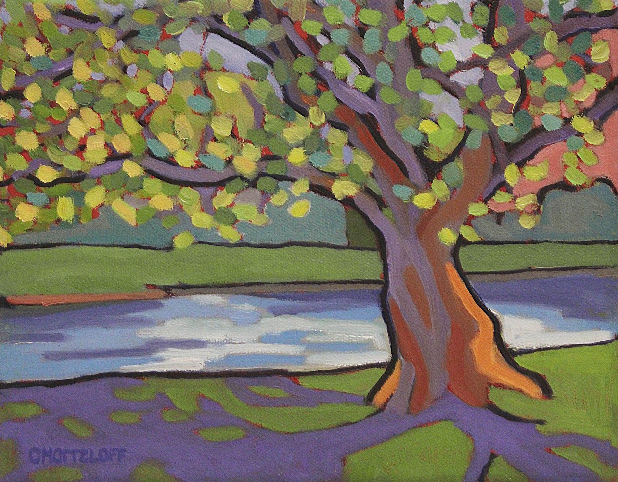 By the Sycamore, 2022 (olja på duk) av Catherine J Martzloff