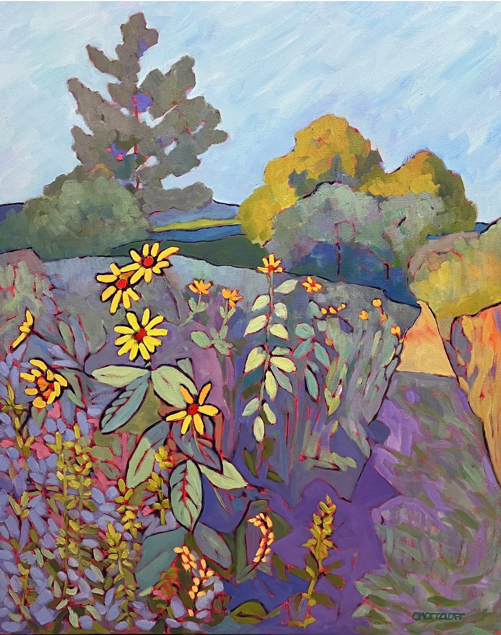 Embraced by Nature, 2023 (olja på duk) av Catherine J Martzloff