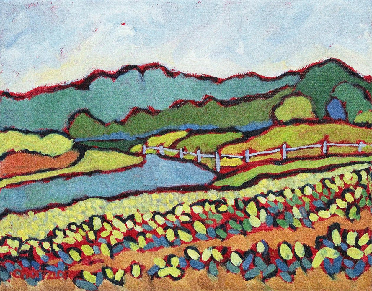July by the Farm, 2019 (olja på duk) av Catherine J Martzloff