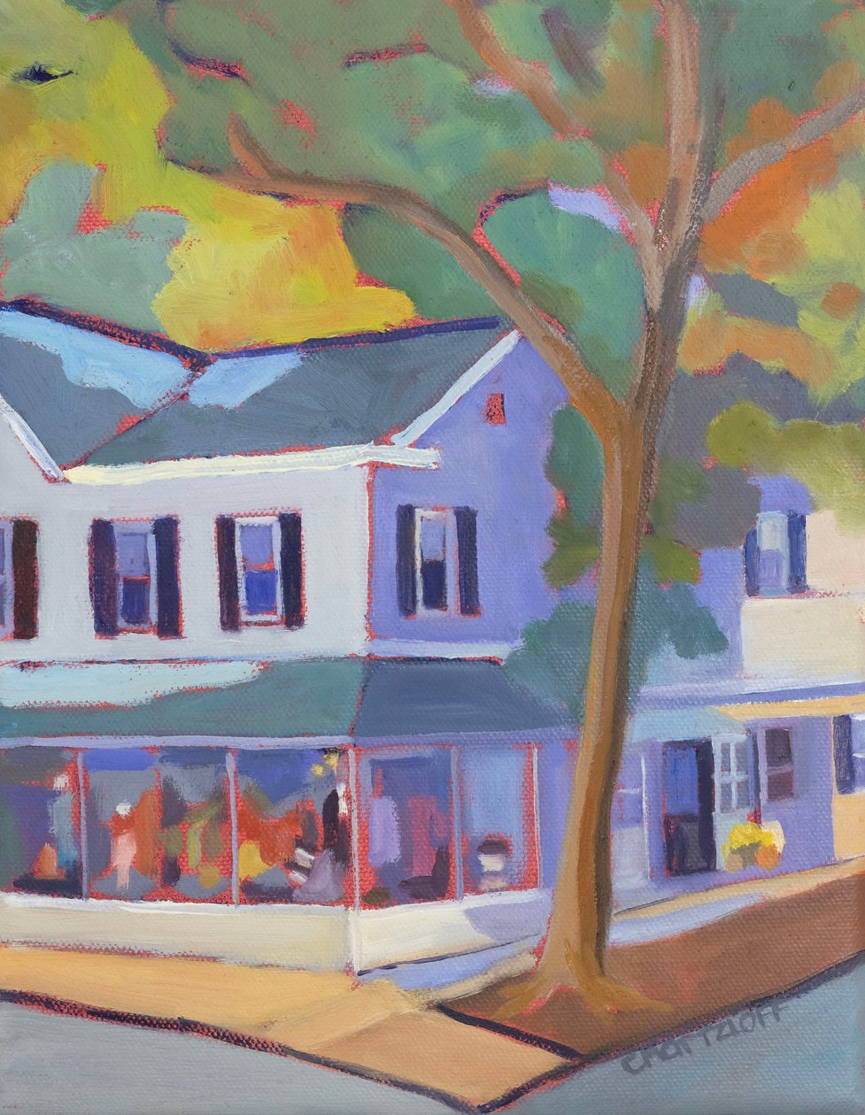 Small Town Corners, 2025 (olja på duk) av Catherine J Martzloff