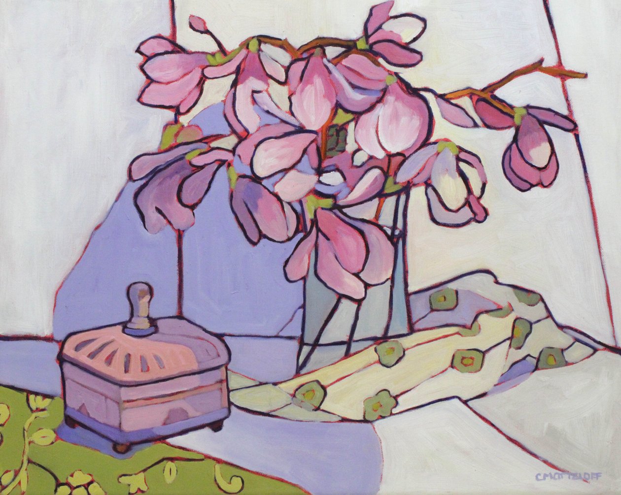 The Magnolia Box, 2023 (olja på duk) av Catherine J Martzloff