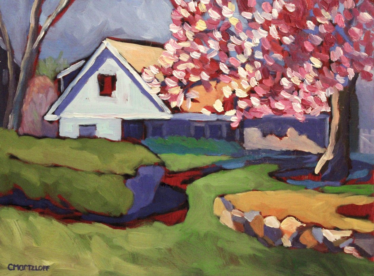 The Pink Magnolia, 2018 (olja på pannå) av Catherine J Martzloff