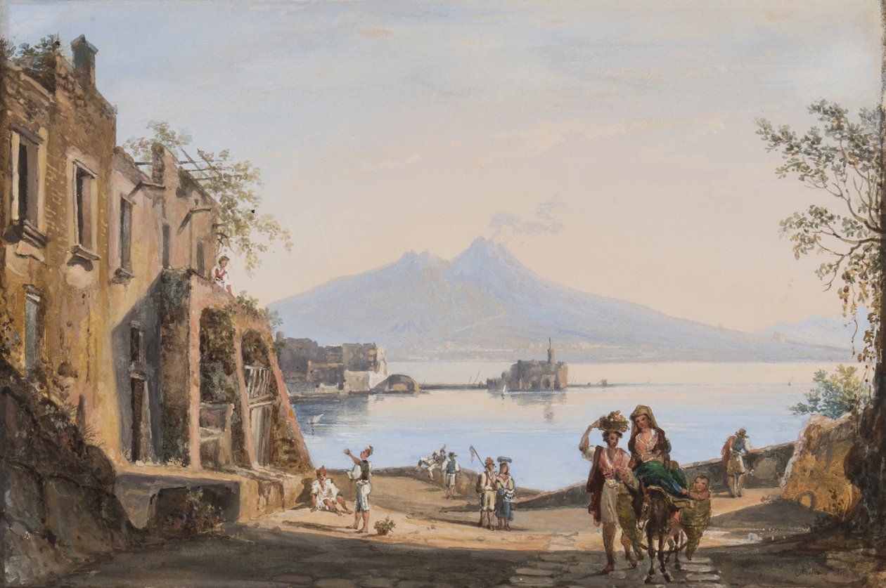 Utsikt över Vesuvius från Mergellina, c.1845 av Catherine Louisa Marlay