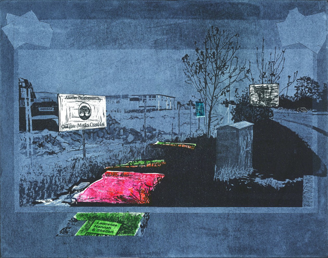 Legion of colour, 2015 (linoleumsnitt och etsning) av Catherine Sutcliffe-Fuller