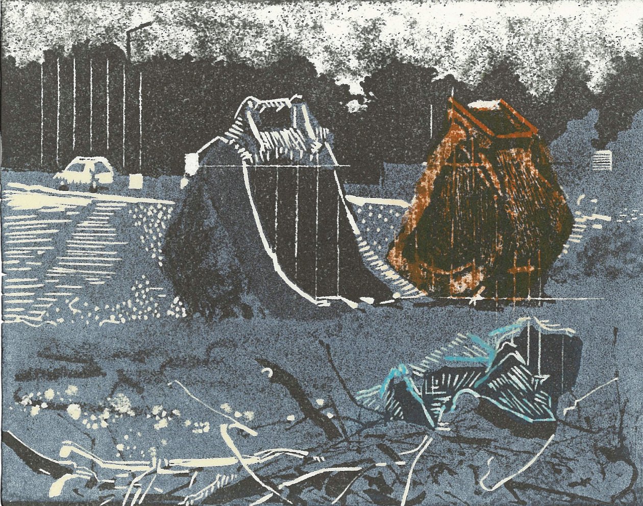 Prime Property, 2014 (Linoleumsnitt och etsning) av Catherine Sutcliffe-Fuller