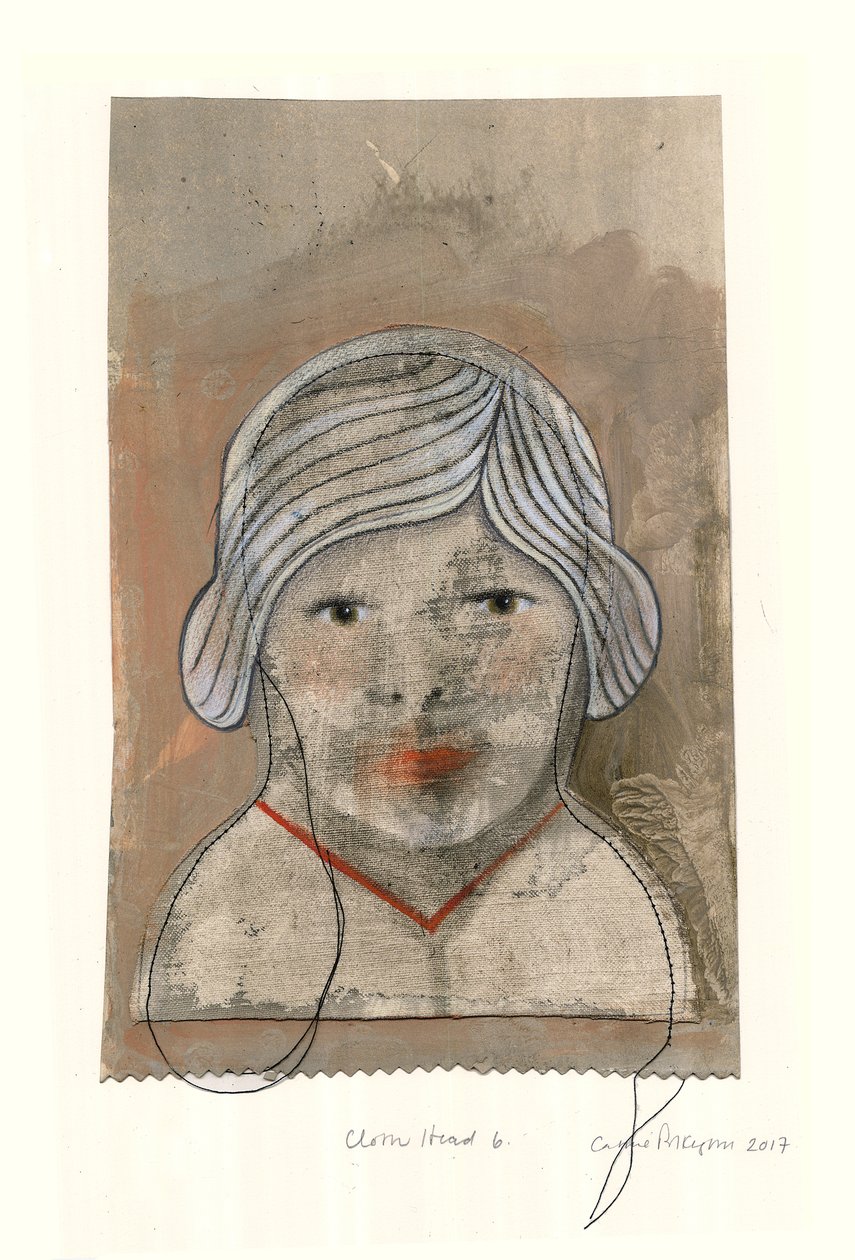Cloth Head, 2017 (arkivbeständigt digitaltryck med handkolorering) av Cathie Pilkington