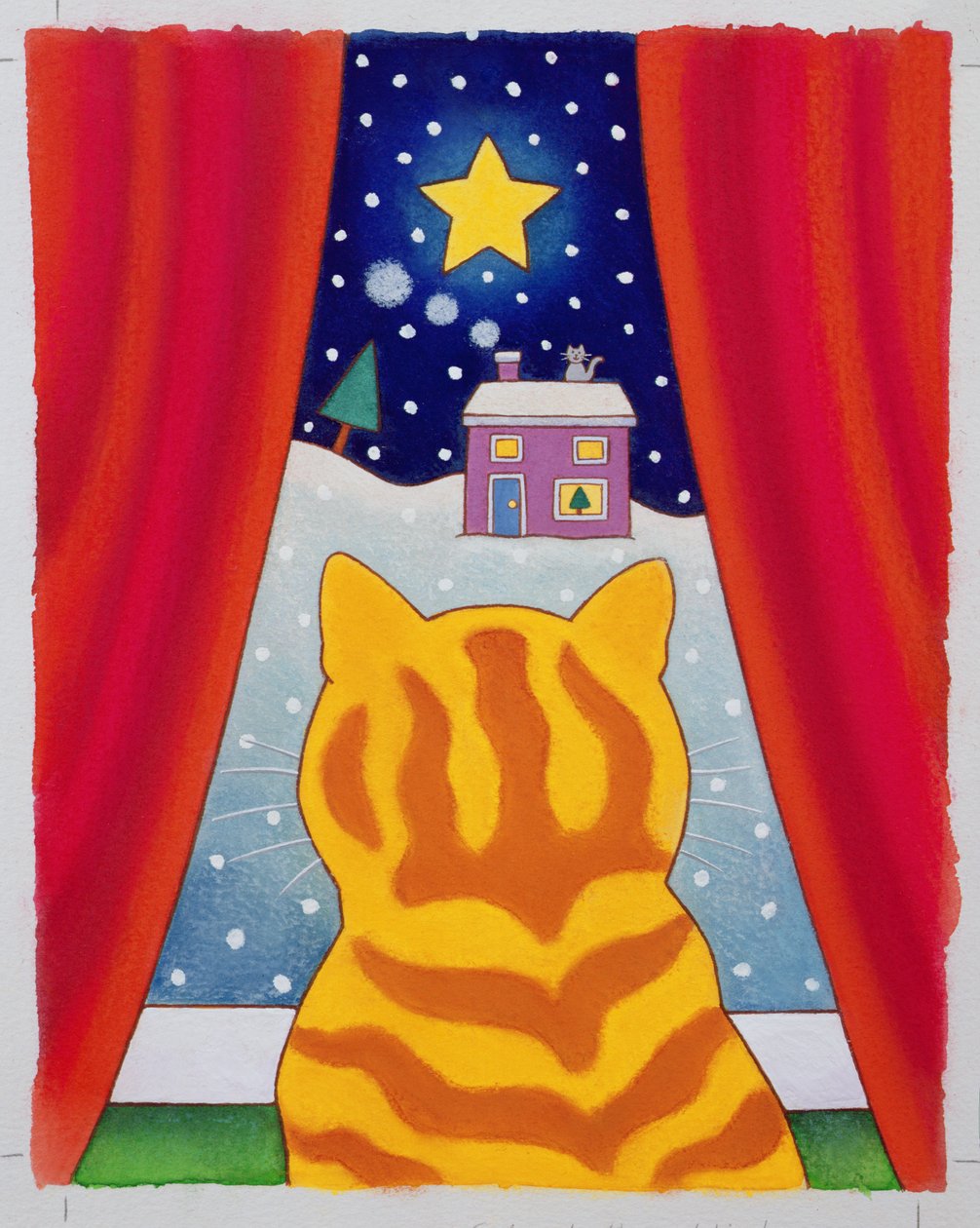 Katt vid fönstret (wc på papper) av Cathy Baxter