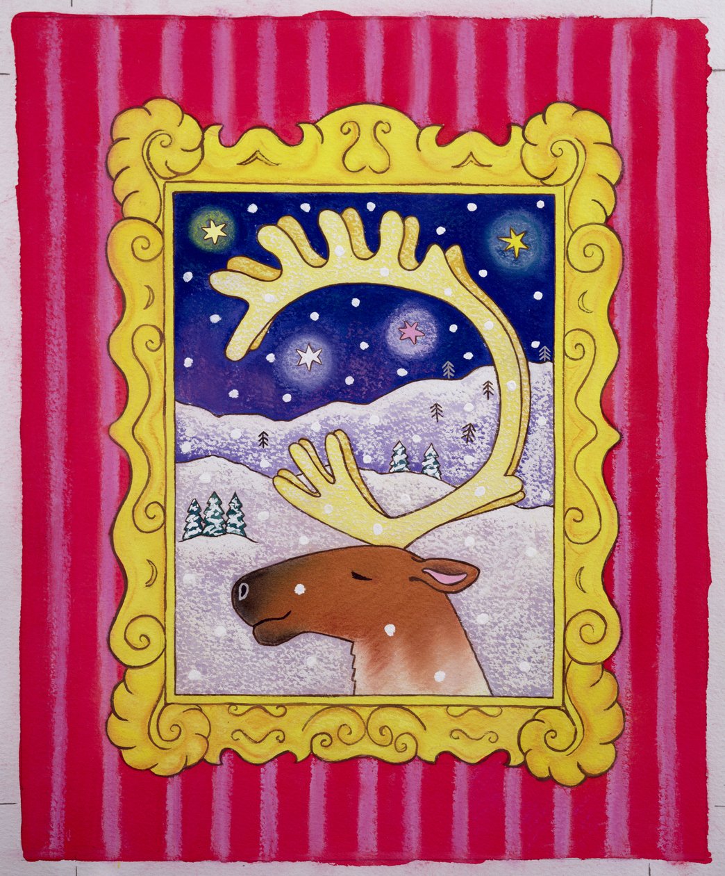 Christmas Antlers, 1996 (pastell och gouache på papper) av Cathy Baxter
