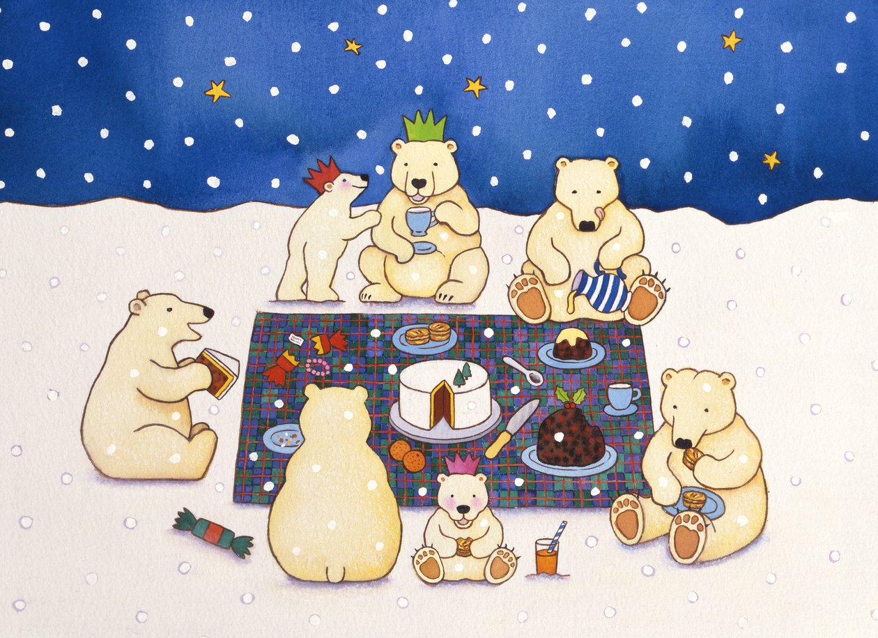 Polar Bear Picnic, 1997 (wc på papper) av Cathy Baxter