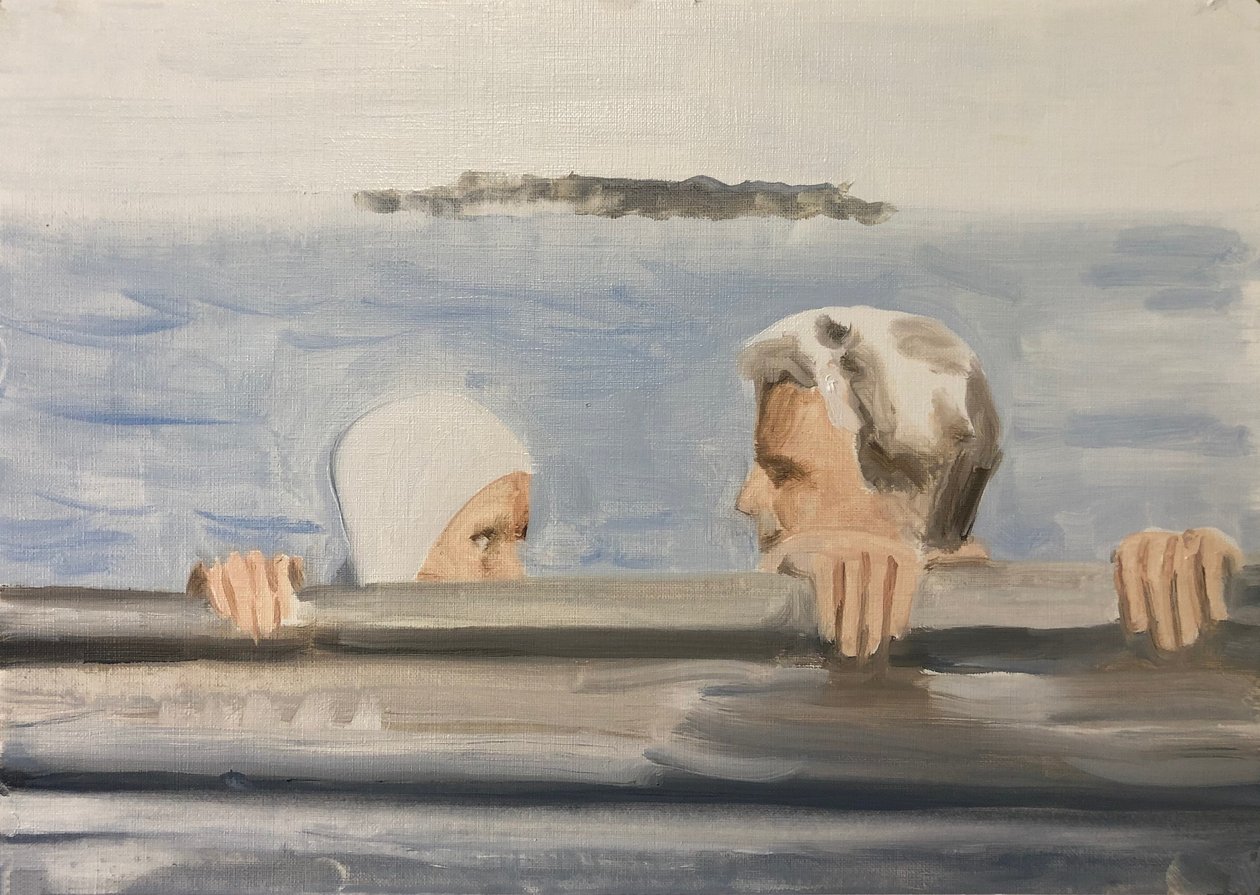 02.05.20 Hon gillade honom, 2020 (olja på papper) av Cathy Lomax