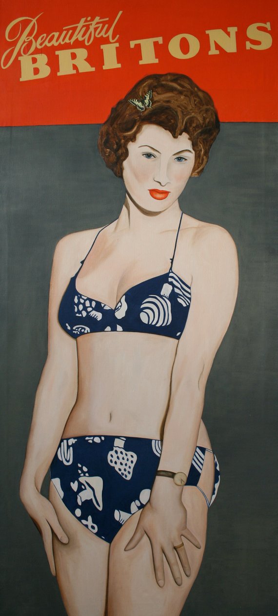 Beautiful Britons, 2007 (olja på linne) av Cathy Lomax