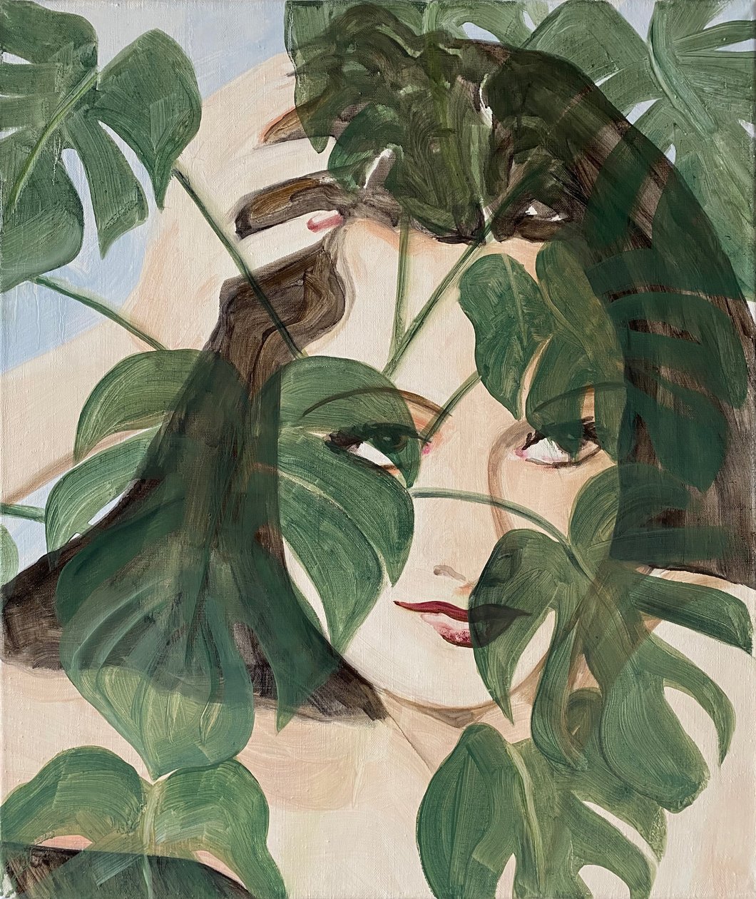 Camouflage, 2022 (olja på linne) av Cathy Lomax