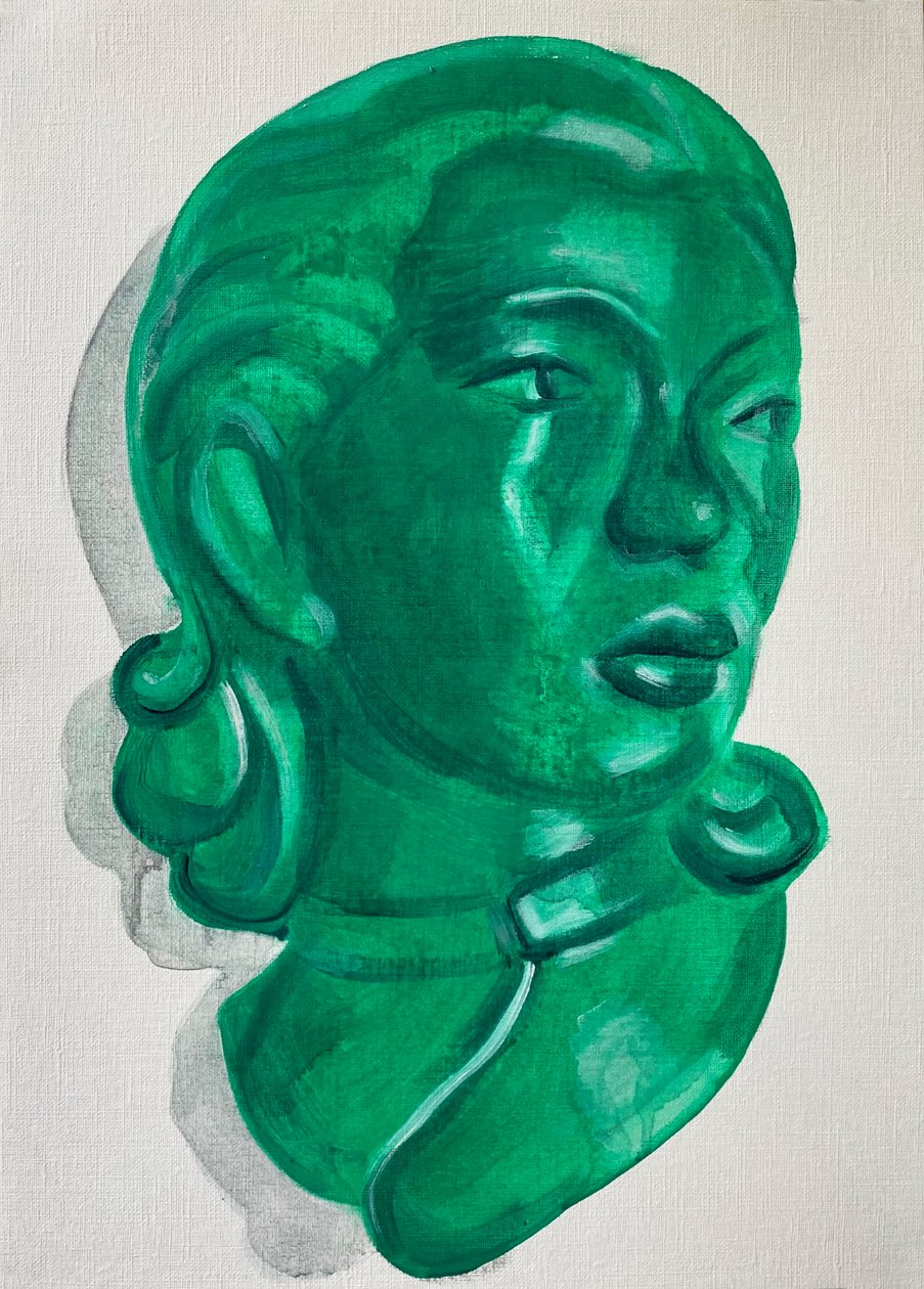 Conceal, 2021 (olja på papper) av Cathy Lomax