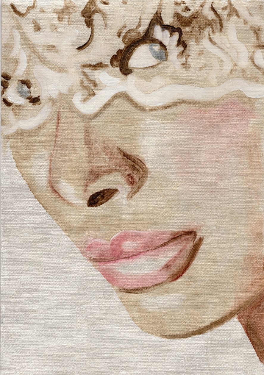 Lace Face, 2019 (olja  akryl på papper) av Cathy Lomax