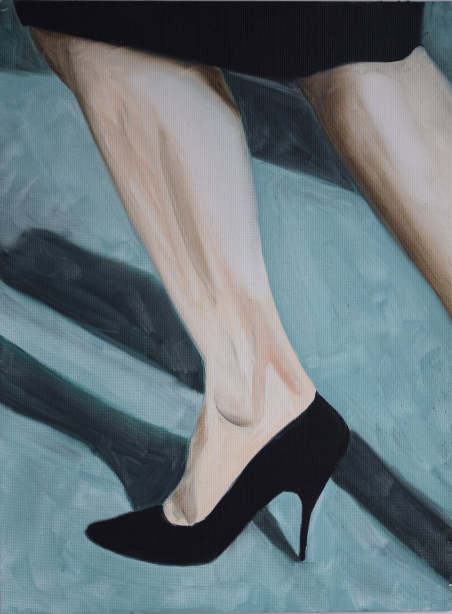 Misfit Legs 2, 2013 (olja på papper) av Cathy Lomax