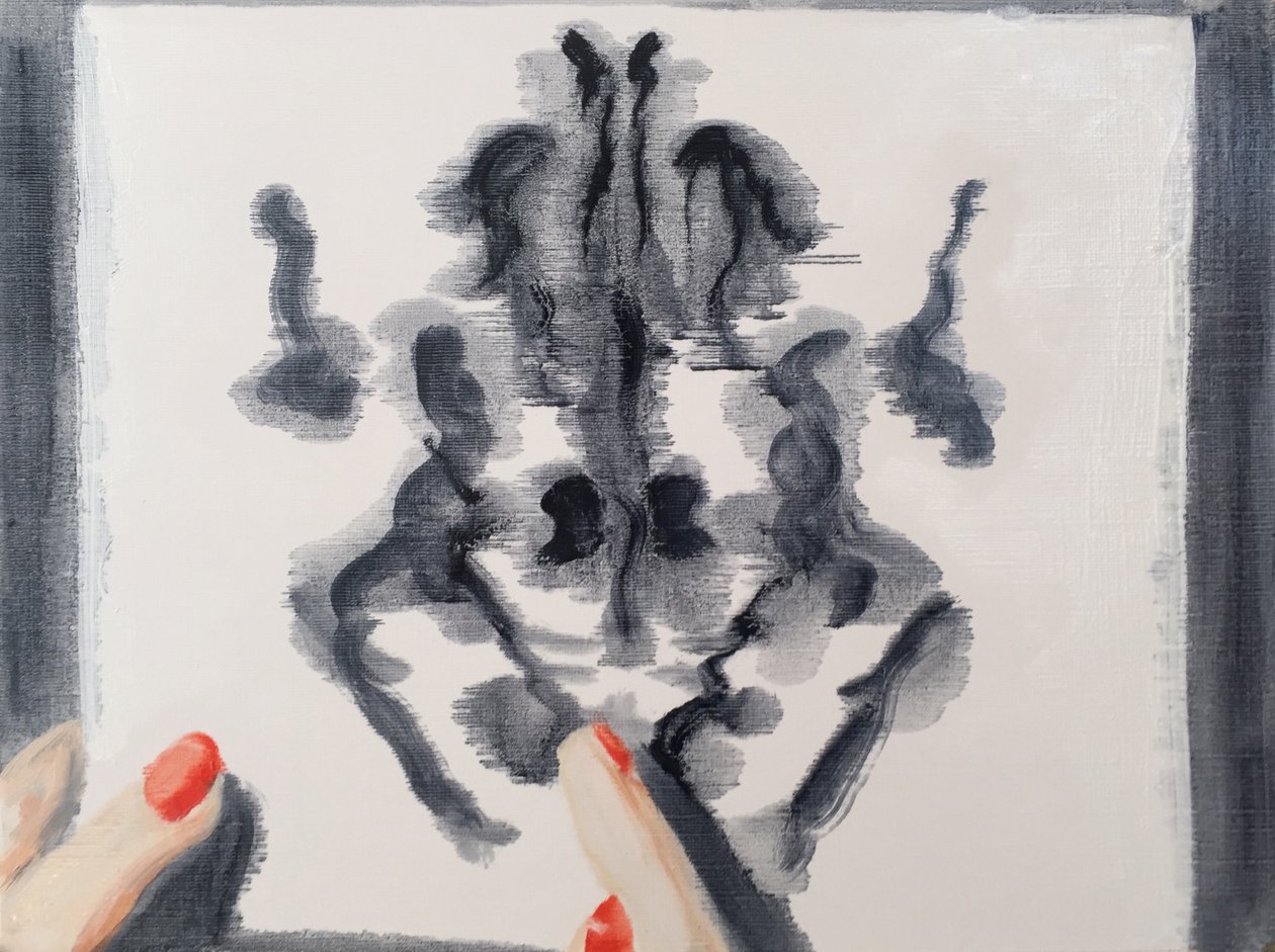 Rorsharch Drawing, 2017 (olja på papper) av Cathy Lomax