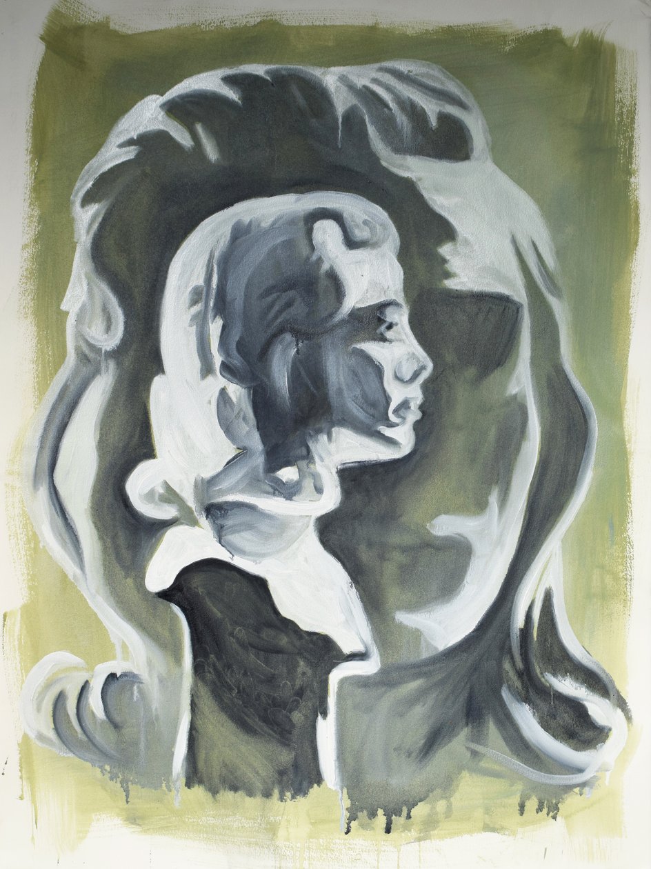 Stolen Face, 2020 (olja på papper) av Cathy Lomax