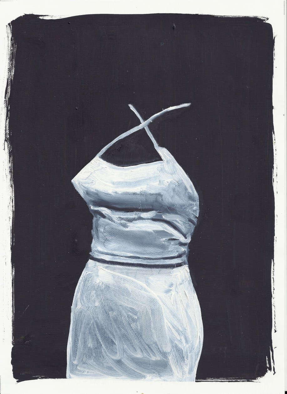 The Girl Upstairs 1, front, 2012 (olja  akryl på papper) av Cathy Lomax