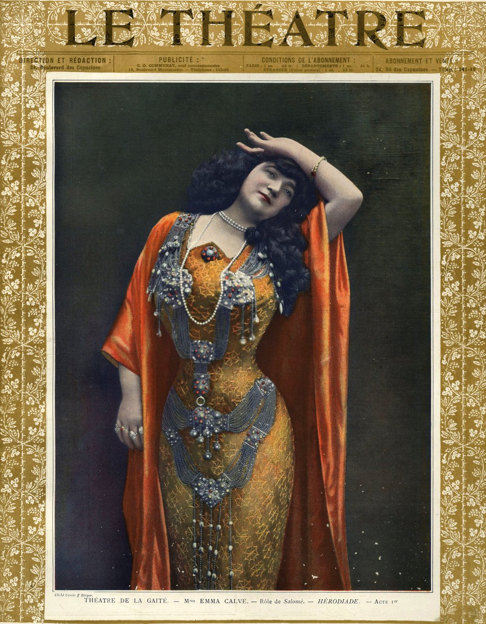 Emma Calve som Salome, framsidan av tidningen "Le Theatre". av Cautin & Berger (after)