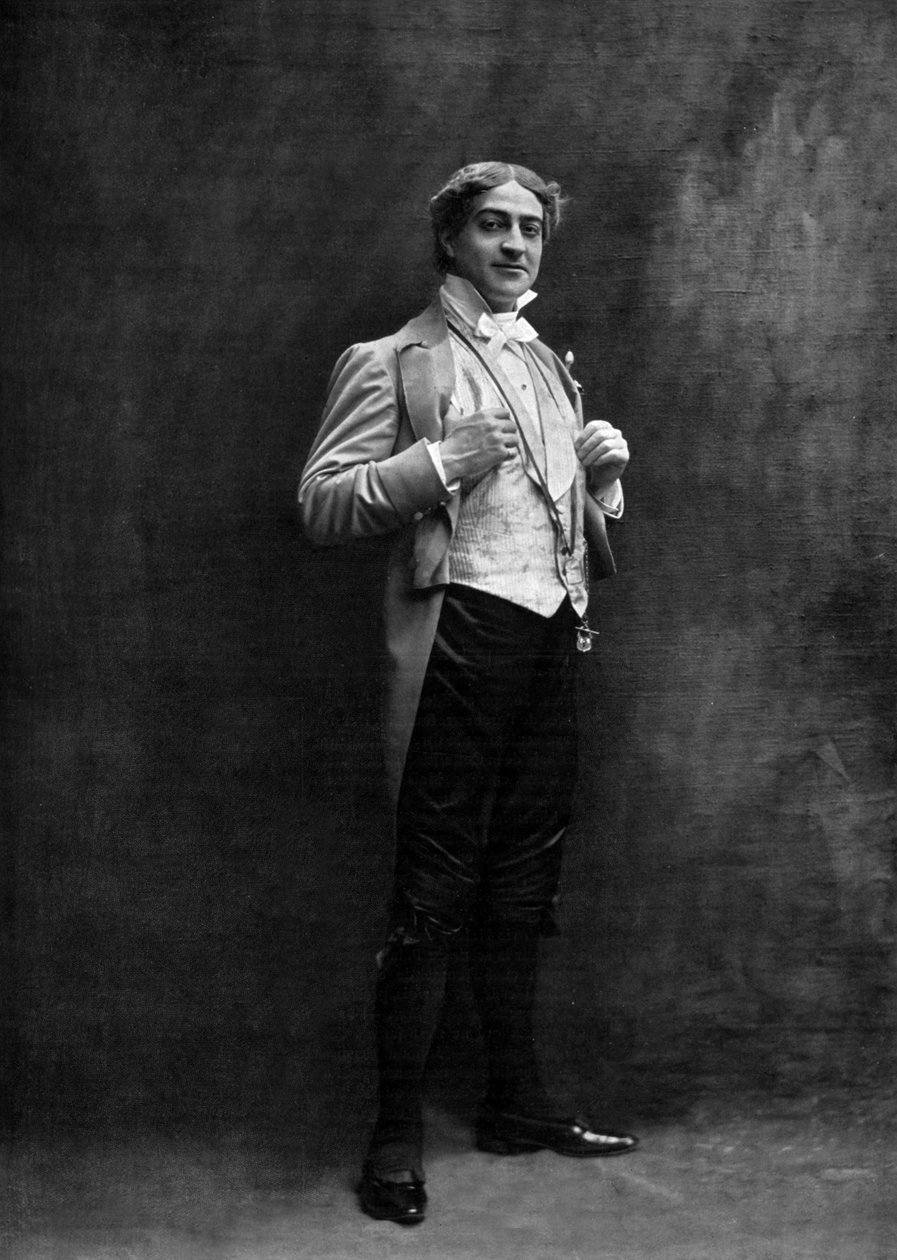 Den franske komikern Max Dearly (1874-1943) som Tourillon i operetten "Die Fledermaus" (fladdermusen) i Paris, foto av Cautin och Berger från den franska tidningen "Le Theatre" maj 1904 av Cautin and Berger