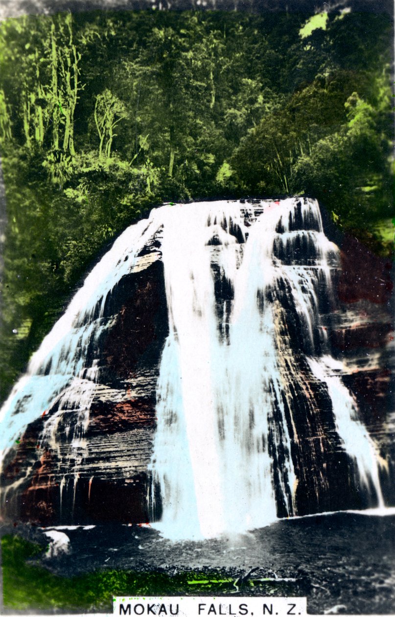 Mokau Falls, North Island, Nya Zeeland, c1920-talet. av Cavenders Ltd