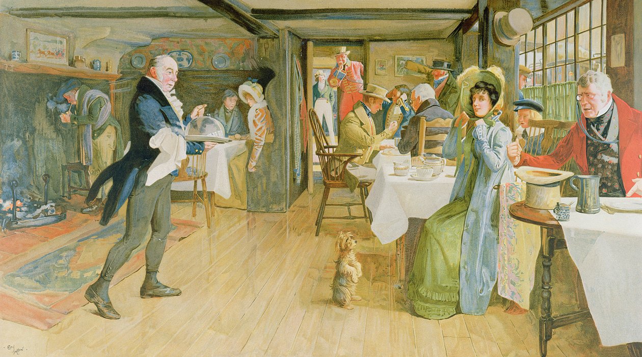 Begging for Supper, (kromolitografi, prov nr 74, med blindstämpel av Lawrence och Bullen) av Cecil Charles Windsor Aldin