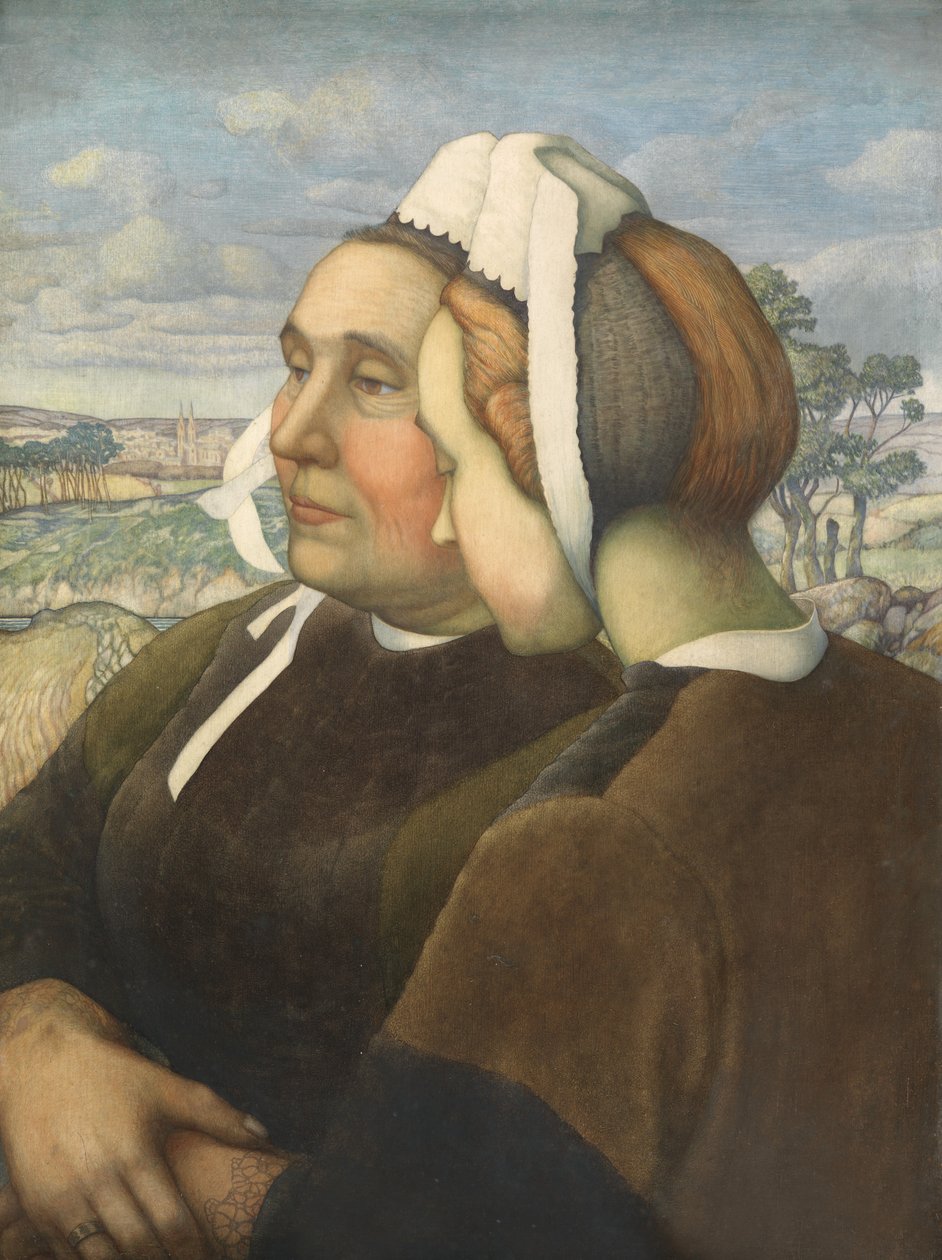 Breton Confidants, ca 1908 (tempera på panel) av Cecil J. Webb